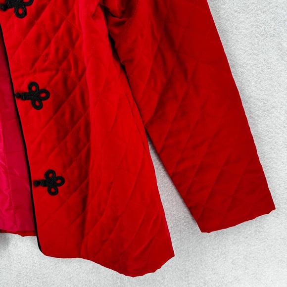 Susan‎ Graver Style Womens MEDIUM Jacket Red Quilted Frog Closure Chinese - Picture 5 of 13